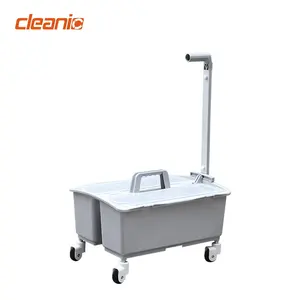 Commercial use stackable spray mop tray with lid single plastic bucket cleaning caddy trolley on wheels