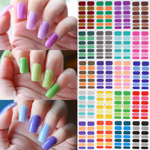 14 puntas de colores sólidos, tiras adhesivas de esmalte de uñas completas, envolturas de uñas rosas/Rojas/azules/amarillas, calcomanías de Gel autoadhesivas para uñas, sin lámpara curada - Product Image 2
