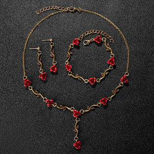 ชุดเครื่องประดับนาฬิกา E-4โรส4ชิ้นลายโบโฮของขวัญสุดพิเศษสีกุหลาบแดง4ชิ้น montre Bijoux Boho ดีไซน์แบบฮิปปี้ merveilleux cadeau - Product Image 5