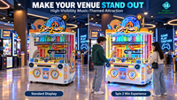 MACHINE D'ARCADÉE MUSICALE COMMERCIALE MAGIC AMUSEMENT 2 JOUEURS SPIN 2 WIN AVEC PRÊMIES, À MONNAYEUR LED, CERTIFIÉE CE POUR SALLES D'ARCADÉES, CENTRES COMMERCiaux ET PARCS D'ATTRACTIONS