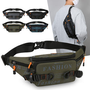 Sac de poitrine à lettrage tendance pour homme, bandoulière réglable, sac à bandoulière portable pour cyclisme en extérieur, gris, noir, vert militaire, bleu foncé - Product Image 5