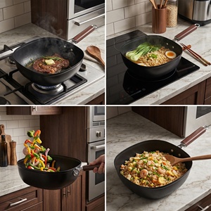 <span class=keywords><strong>Wok</strong></span> Chino Cuadrado de 25 cm, de Acero al Carbono, Forjado a Mano, Antiadherente, para Cocina, Venta al Por Mayor de Fábrica, OEM - Product Image 2