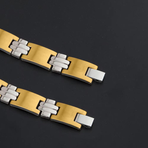 Vendita calda da uomo stile Trendy bracciale in acciaio inox placcato oro doppia catena <span class=keywords><strong>con</strong></span> forte calamita braccialetti alla moda - Product Image 6