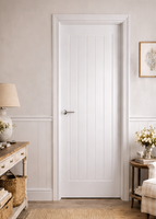 Porte intérieure moderne en bois sur mesure, style Shaker, avec persiennes et vitre, pour projets d'appartements et d'hôtels, vente en gros, porte de chambre blanche apprêtée
