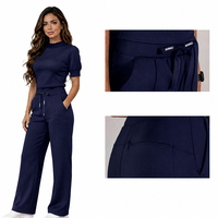Ensemble de blouses médicales ANNO à col montant et pantalon droit, inspiré du yoga, en tissu extensible premium 4 directions, uniformes de spa médical, vente en gros