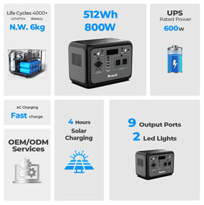 สถานีไฟฟ้าพกพา 800W 512Wh สำหรับสำรองไฟฟ้าสำหรับการตั้งแคมป์ รถบ้าน รถตู้ และกรณีฉุกเฉิน - Product Image 5