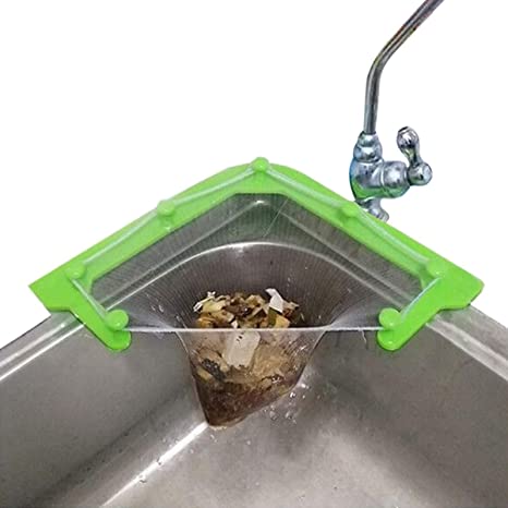 S011 Kitchen Sink Storage Rack Holder Suction Cups Corner Sink Mesh Bag Strainer Net Basket Triangle Sink Filter Net