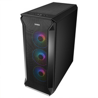 Casing Komputer Kaca Tempered Penuh, Casing Pengontrol RGB Pelangi, Kaca Tempered Penuh Usb 3.0 Atx untuk Ponsel