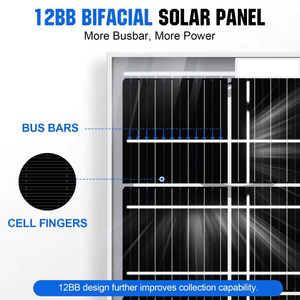 Panneau solaire à double verre monocristallin 100W 12V panneau solaire bifacial 120w 160w 220w 280w pour système solaire domestique - Product Image 5