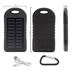 New Waterproof Solar Power Bank 5000mah Dual Usb Solar Battery Charger Travel Powerbank For All Phone