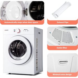 Sèche-linge compact Euhomy 1,8 pi³ portable avec revêtement en acier inoxydable blanc - Product Image 6