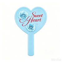 Miroir de poche personnalisé en gros avec motif cœur rouge, miroir cosmétique portable, support OEM pour motifs et logos, cadeau de beauté pour femmes