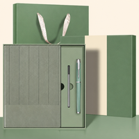 Coffret Cadeau d'Entreprise : Carnet Vert Sauge, Stylo, Recharges, Coffret Cadeau, Journal en Acier Inoxydable, Stylo Métallique, Clip Flèche, Cadeau Personnalisé