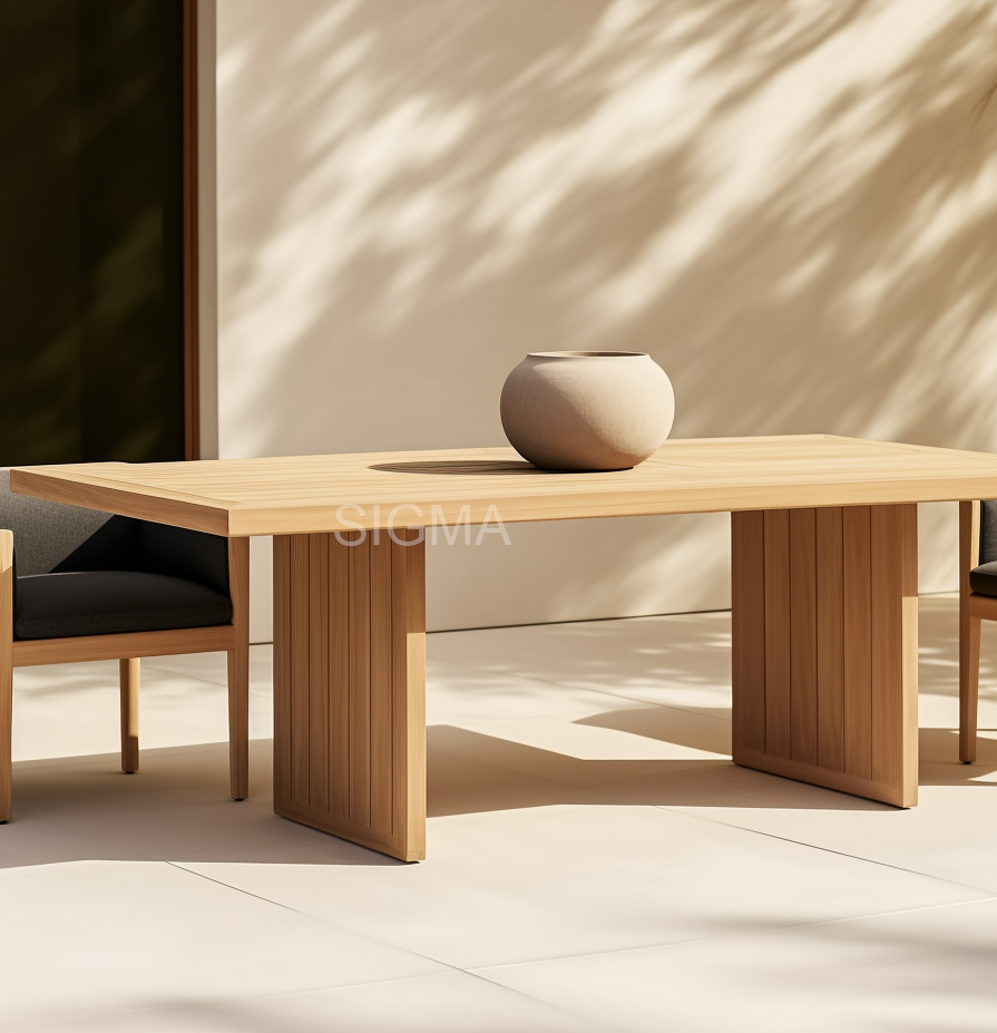 SIGMA New Arrival  Outdoor Patio Furniture  Solid Teak Wood Rectangular Dining Table Chairs Dining Table Set