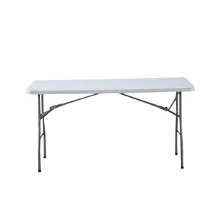 Klapptisch aus Kunststoff im Freien/leere HDPE-Tischplatte mit Edelstahl beinen/150cm 5 Fuß Länge, beliebte Größe, zusammen klappbarer Schreibtisch
