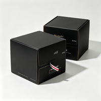 Boîte cadeau pliable en carton ondulé kraft noir avec logo personnalisé imprimé pour chapeaux, bougies, chaussures, emballage d'expédition