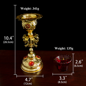 Candelabro Religioso Ortodoxo HT Portavelas de Iglesia Copa Grande de Cristal Lámpara de Aceite para Vigilia Decoración del Hogar - Product Image 2