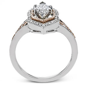 Anello di Fidanzamento F285 per Donna in Oro Bianco con Diamante Taglio Marquise e Diamanti Laterali Naturali Colore G - Product Image 3