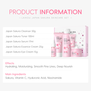 Ensemble de soins de la peau LAIKOU Japan Sakura 5 pièces |   Collection de soins éclaircissants à la fleur de cerisier à la niacinamide et à la vitamine C - Product Image 3