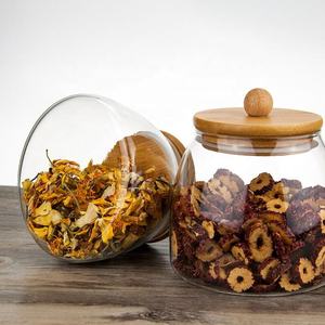 โหลแก้วพร้อมฝาไม้บอโรซิลิเกตทรงสูงโถแก้วสำหรับใส่ธัญพืชขนมหวาน<span class=keywords><strong>และ</strong></span>เครื่องปรุงรสแบบออกแบบโลโก้ได้ตามต้อง<span class=keywords><strong>การ</strong></span> - Product Image 3