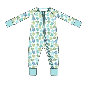 Baby Jumpsuit Custom Logo Bamboo Cotton Wrapped Feet Printing Baby Jumpsuits Sleep Jumpsuit And Onesie Knit For Girl