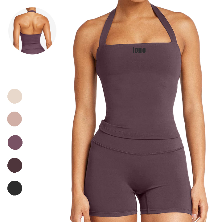 2025 Quick Dry Naked Feeling Halter Crop Sportswear Fitness Running Tank Top Yoga tank Top