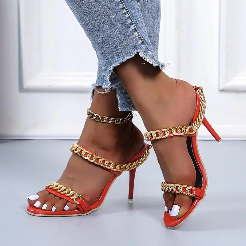 Schuh verkäufer Nice Lady Schuhe High Heels Neues Design Slip on PU Leder Damen High Heel Sandale