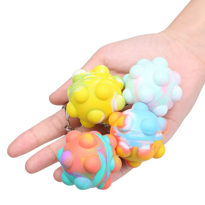 New Bpa Free Squeeze Rainbow Balls Popping It Bubble Toy Silicone Sensory Stress Relief Ball Fidget Toys for Kids