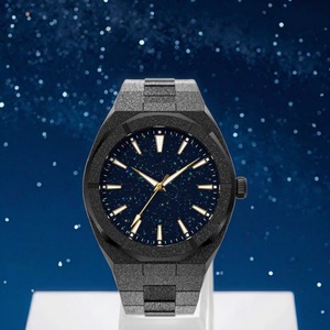 Reloj de Cuarzo para Hombre con Logotipo Personalizado, de Acero Inoxidable Plateado, Clásico, Resistente al Agua, con Esfera de Polvo de Estrellas y Correa de Acero Esmerilado - Product Image 3