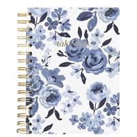Libretas de Lujo Personalizadas con Tapa Dura, Ecológicas, de Papel Kraft, con Diseño Floral Vintage, Espiral Dorada, Planificador Diario y Mensual para la Escuela