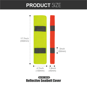 Housse de ceinture de sécurité réfléchissante universelle avec épaulettes en polyester, couleur orange/vert lime, accessoires intérieurs - Product Image 6