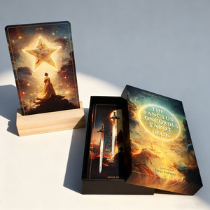 Großhandel benutzer definierte Kartenspiel Goldfolie Druck <span class=keywords><strong>Tarot</strong></span> karten Deck Sets Papier material <span class=keywords><strong>Tarot</strong></span> karten mit Box und Holz ständer - Product Image 1