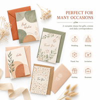 Ensemble de cartes à notes esthétiques minimalistes, cartes de vœux botaniques abstraites avec enveloppes, papeterie personnalisée en gros