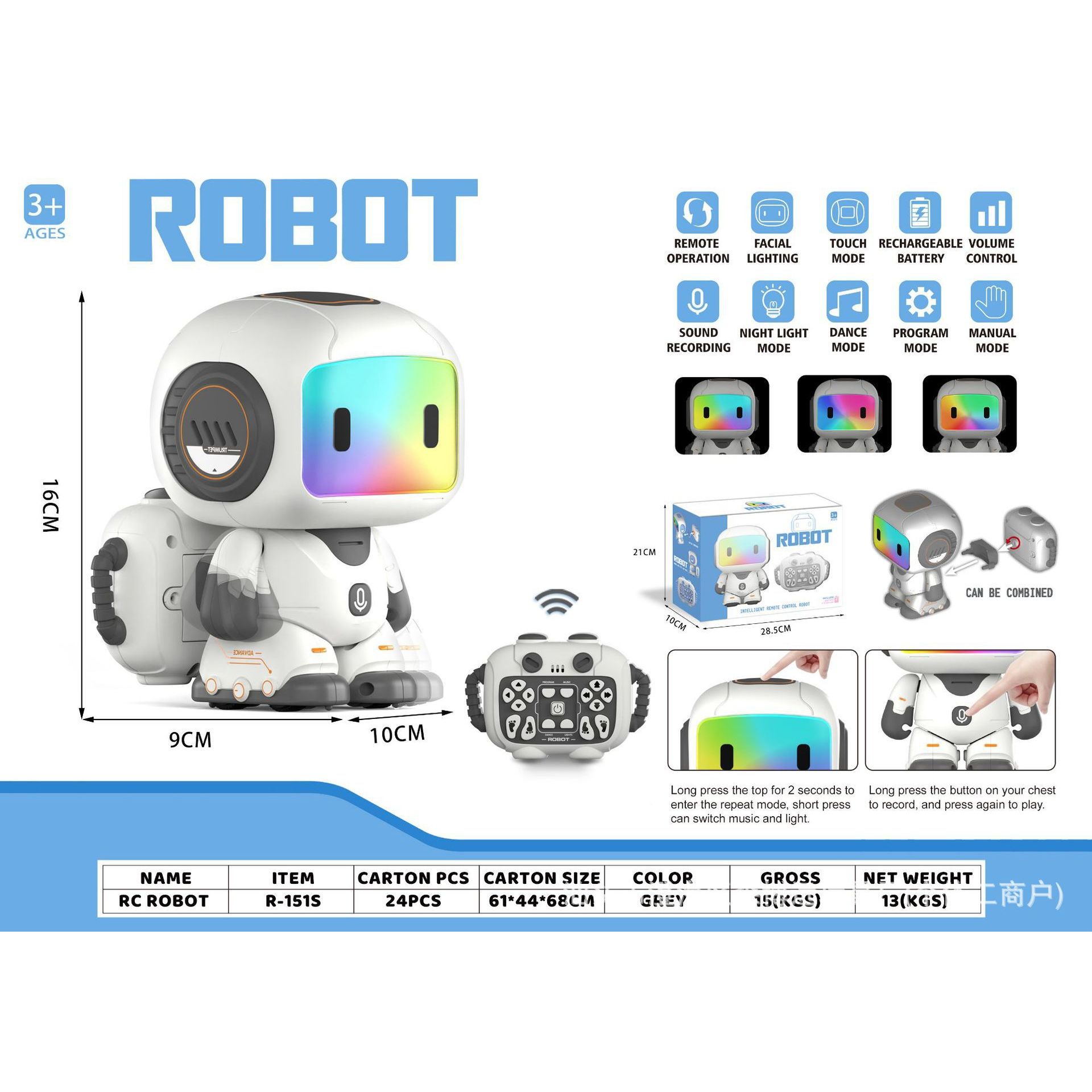 R-151S [Robot Gris] Venta al por mayor: 24 cajas