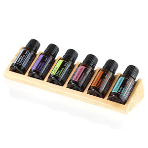 Essential Oil Display Stand Wooden Storage Rack Desktop Organizer Natural Bamboo Rectangle Shape Multi Compartment <b>Solid</b> <b>Wood</b> - Product Image 5