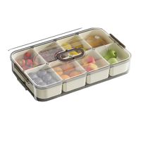 Boîte à snackle portable divisée à 8 grilles Boîte de rangement de snackle de qualité alimentaire Plateau de service alimentaire transparent avec couvercle pour réfrigérateur garde-manger