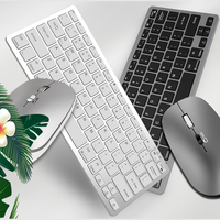 2.4G Wireless BT Keyboard Mouse Combo Isi Ulang Mini 1600 DPI Set Ergonomis untuk Laptop PC Tersedia di Stok