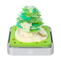 Bloc-notes calendrier 3D 2027 Romantique Maison dans les Arbres à déchirer à la main avec éclairage LED, présentoir en acrylique, boîte cadeau et lumière LED