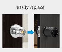 Serrure de porte intérieure intelligente avec empreinte digitale, carte et Wi-Fi, noire, compatible Tuya App