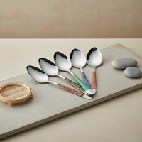 Lot de couverts en acier inoxydable 410 poli miroir avec motif en relief couleur or, cadeau promotionnel pour restaurant