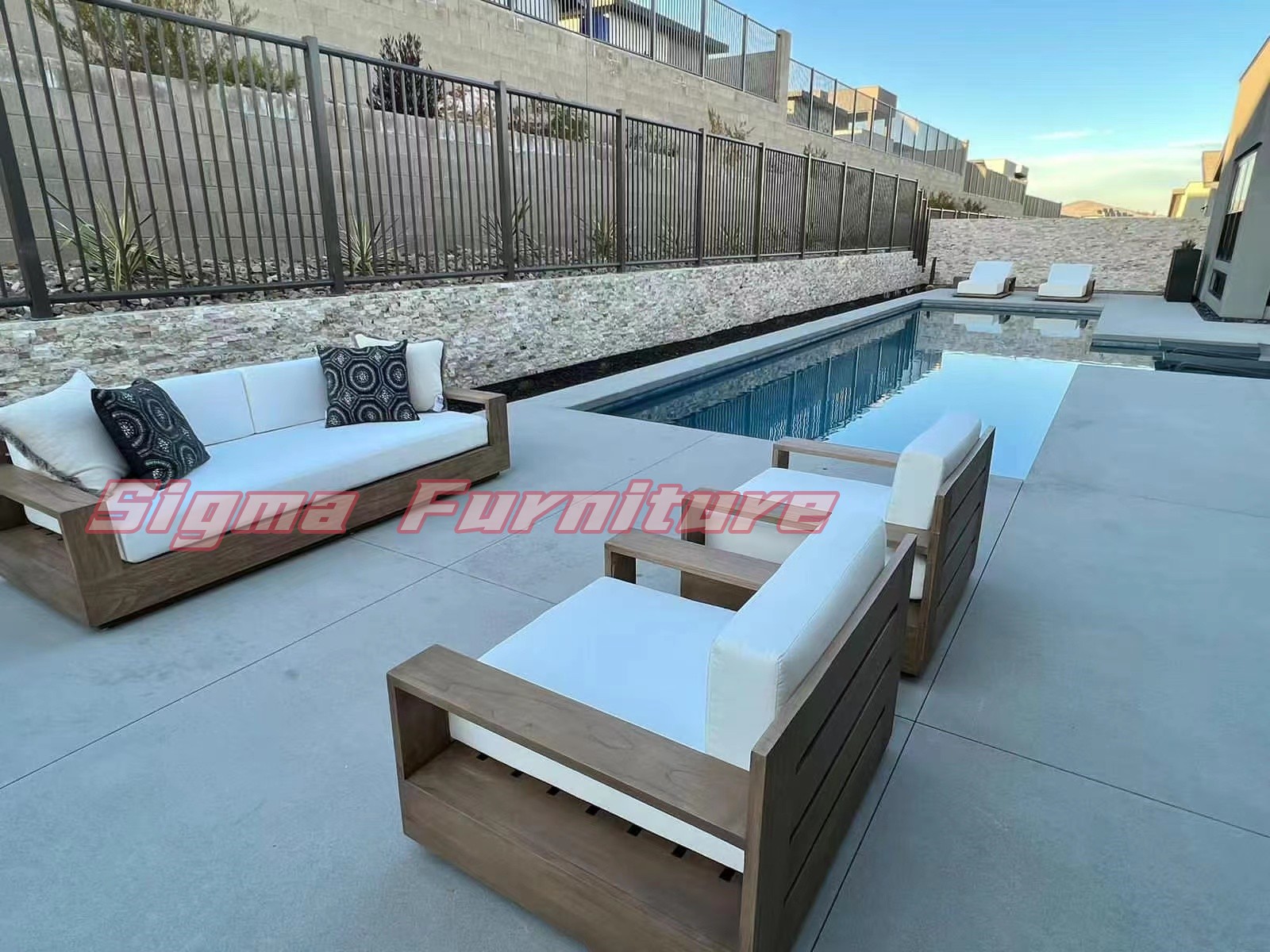 High quality modern outdoor furniture set outdoor furniture solid teak wood sofa patio luxury garden sofa