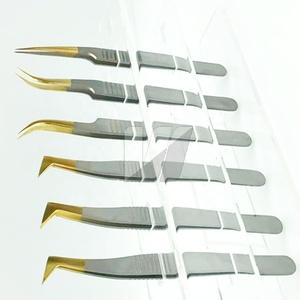 Pince à épiler d'extension de cils en acier inoxydable japonais enduit de gris de haute qualité pointu Logo personnalisé poignée durable professionnelle - Product Image 6