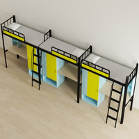 Lit superposé moderne en fer pour trois personnes avec bureau intégré, design réglable, pour dortoirs scolaires et usage commercial, fabriqué en Chine