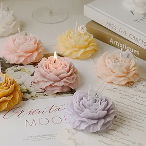 Bougie Souvenir en forme de fleur de pivoine personnalisée Oem, bougies décoratives créatives pour anniversaire