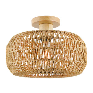 Rattan Woven Ceiling <b>Light</b> Incandescent Hardwired Bedroom <b>Dining</b> Room - Product Image 2