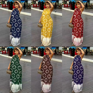<span class=keywords><strong>Robe</strong></span> Africaine 2026 Nouvelle <span class=keywords><strong>Robe</strong></span> <span class=keywords><strong>Longue</strong></span> Imprimée Tie-Dye Col Halter Dégradé pour Femme Tenue Décontractée de Soirée Vente <span class=keywords><strong>en</strong></span> Gros - Product Image 1