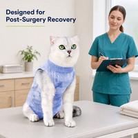 Combinaison de récupération post-opératoire pour chat, en coton et élasthanne respirants, anti-léchage, avec fermeture à boutons au dos