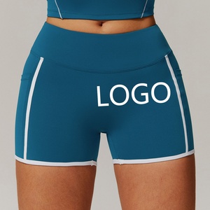 Shorts de sport pour femmes, personnalisés par le fournisseur, extensibles, doux, à compression, à séchage rapide, avec couleurs contrastées - Product Image 4