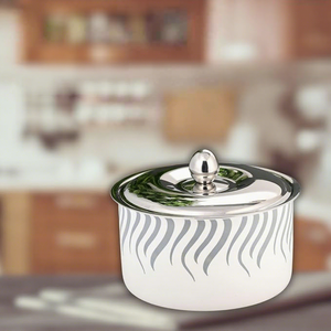 Casserole en acier inoxydable avec couvercle, design minimaliste rond, durable pour cuisinière à gaz et à induction, lavage à la main uniquement - Product Image 3