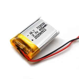 Bateria de lítio recarregável wly, bateria de lítio lipo 3.7v 350mah 400mah 702030 para brinquedos